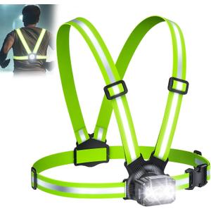 500LM High-Visibility Running Lights for Runners, Adjustable 45 Beam & 360 Reflective Vest, IPX4 Waterproof Running Vest Light for Night Walking/Cycling/Jogging, 3.5-20Hrs Runtime