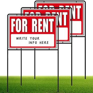 For Rent Signs with Stakes, Double-Sided Printing, For Rent Yard Signs, For Rent Sign with Stand,(3 Pack)