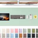 YSAGi Leather Desk Protector, Office Mat, Large Mouse Mat, Non-Slip PU Leather Blotter, Laptop Desk Pad, Waterproof Writing Pad for Office and Home (Pale Green, 47" x 17")