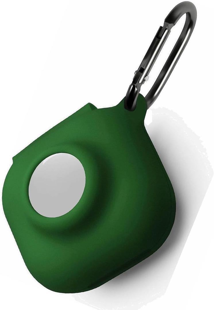 Geiomoo Silicone Case Compatible with Air Tag and Beats Fit Pro, 2 in 1 Protective Cover with Carabiner (Emerald Green)