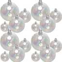 Blurap Iridescent Ornaments Balls 18 PCS Multisize Clear Christmas Ornaments Balls for Xmas Tree Hanging Iridescent Plastic Christmas Clear Ornament Decorations for Wedding Party Birthday Home Decor (3,4,5,6cm-18pcs)