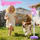 Belemar Windmill Bubble Machine for Kids & Girls, Standing Bubble Blower with Lights & Music, 51" Adjustable Height, 130ml Tank, Bubble Solution Included, Outdoor Toy for Parties & Birthdays