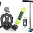 Mini Scuba Tank with Sub-Mask, 0.5l Diving Tank with Full-face Marsk Underwater Breath System Support About 5-10 Minutes E Green