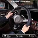 Aimato Car Steering Wheel Cover 2 Piece Non-Slip Clip on Microfiber Leather Steering Wheel Cover,Ultra-Thin Breathable,Universal Fit 14.5"-15" Wheel,Black