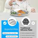Stainless Steel Kids Plates (2 Pack): 9" Divided Plates with Silicone Suction for Babies, Unbreakable Dinner Dishes for Toddlers, Non Toxic, BPA Free, Anti-Slip, Dishwasher Safe (Bule & Yellow)