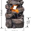 Cascading Indoor Tabletop Water Fountains with LED Light - Rockery Waterfall Fountain - Quiet and Relaxing Water Sound - Small 9.7 Inch Desktop Size - Home/Office Decor