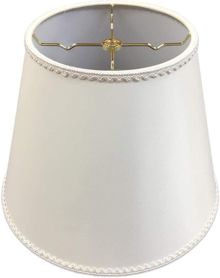 Royal Designs, Inc. Designer Empire Hardback Shade with Elegant Trim, HB-645-14WH-1, White, 8 x 14 x 11