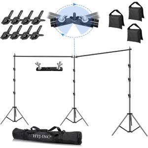 Photo Video Studio 20ft (Wide) x 10ft (Tall) Heavy Duty Adjustable Width & Length Photography Backdrop Stand Background Support System Kit with Spring Clamps, Sandbags, Carry Bag