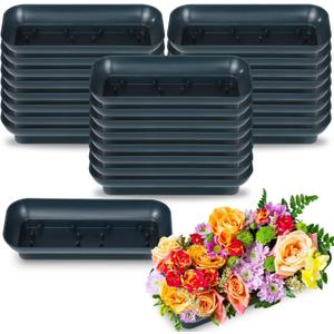 24 Pack Floral Arrangement Bowls, Large Size 10.5 x 4.6 Inches Square Floral Bowls, Fresh Artificial Flower Arrangement Base, Plastic Flower Centerpiece Container DIY Supplies for Wedding Party