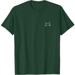 Small Cat Face Cat Lover Funny Cat Minimalist Subtle Cat T-Shirt. Medium