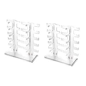 Lamoutor 2Pcs Sunglasses Rack Holder Glasses Display Stand Transparent