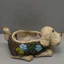 Red Carpet Studios Indoor/Outdoor Composite 3D Animal Planter, 13.78", Moss and Dog