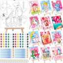 Tenceur 12 Sets Valentine's Day Paint by Numbers Kit Pre Drawn Canvas Painting Set with Easels, Paints & Brushes, Cute DIY Art Craft for Kids, Beginners, Classroom & Valentine Party Supplies