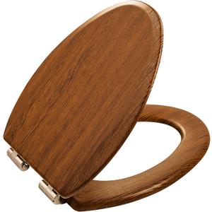 Toilet Seat, Slow Close, Premium Moulded Wood, Quick Release, Red Oak Look, PIKLiDS, Laminated Woodgrain Finish (Elongated)