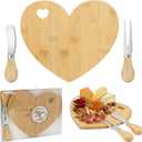1 Set Bridal Baby Shower Favor, Heart Shape Charcuterie Board, Small Cheese Board with Knife and Fork, Small Bamboo Heart Cutting Board for Guest Bridal Baby Shower Prize Wedding Birthday Valentines