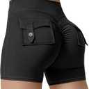 Gym Shorts Women with Pockets Scrunch Butt Biker Short for Women Workout High Waisted Yoga Booty Shorts, Black, Small