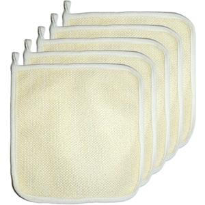 Dual-Sided with Soft Weave Exfoliating Scrub and Soft Terry Cloth Towel Home Spa Exfoliating Face and Body - Shower Scrubber - Remove Dead Skin -Great for Skin Care in The Massage Bath (5 Pack)