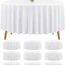 10 Packs Premium Round Tablecloth - 120 Inch White Polyester Table Cloth Bulk Washable Polyester Fabric Tablecloths for Wedding Party Banquet Buffet Table Holiday Dinner