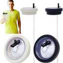 2PCS Flip Straw Replacement Lids for Stanley 40oz Tumbler, Leak-Proof and Spill-Proof Design, Compatible with Stanley Quencher 40oz Cup, Reusable Tumbler Cover Accessories(White & Black) 2 Pack