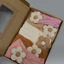 CLLOT 5 Pcs Baby Flower Headbands Baby Girls Nylon Headbands Soft Hairbands Hair Accessories for Newborn Infant Toddler Kids (Beige+Pink+Purple+Brown+Orange)