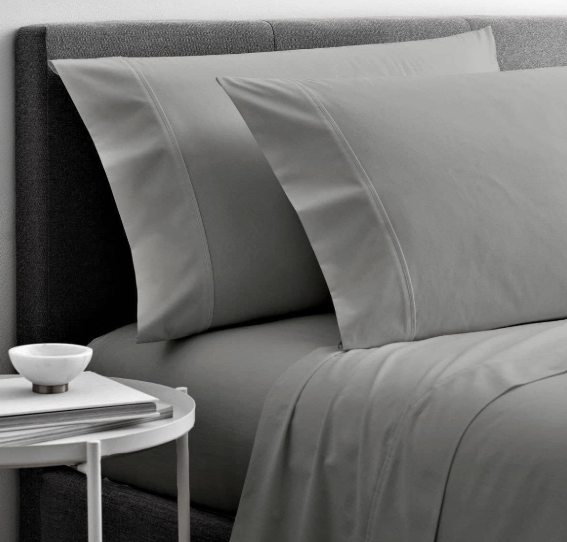 Cottingon 4 Piece Twin XL Dorm Bedding Set for College, 100% Long Staple Premium Egyptian Cotton, Soft Bed Sheets, Fits Upto 15" Deep Mattress 39"X80" Extra Long, Light Gray