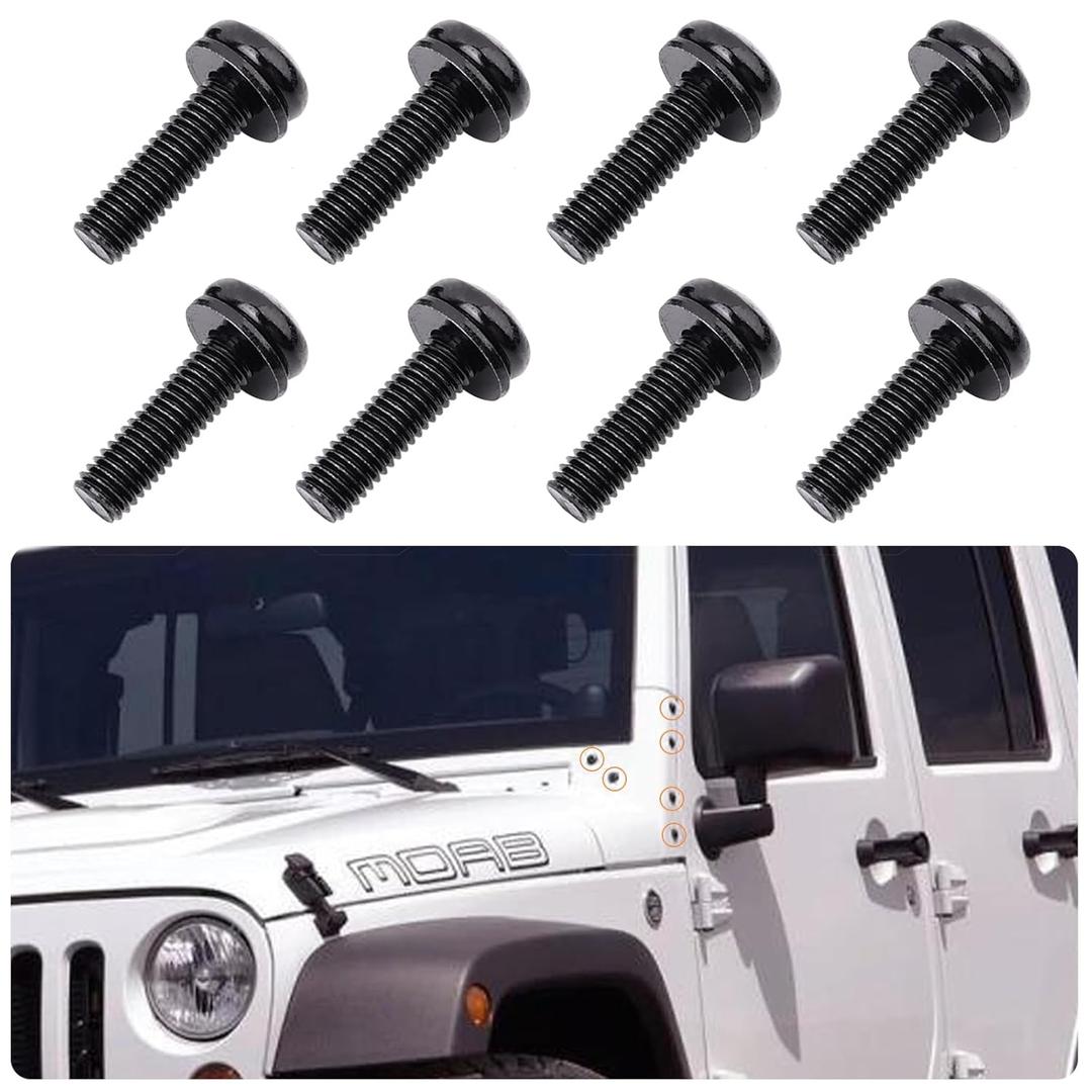Jeep Wrangler JK Screws Bolts M8 x 1.25 Hardtop Bolts, JK Windshield Door Bolt, Wrangler Hard Door Hinge Bolt, Roll Bar,8 PC Jeep Hardtop Bolt