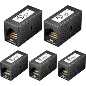 Cable Matters [UL Listed] 5-Pack 10Gbps Cat 6 Ethernet Coupler (RJ45 Coupler, Cat6 RJ45 Female to Female Adapter, Ethernet Extender Adapter) in Black, Compatible with Cat6A, Cat5e