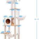 Hey-brother Wooden Cat Tree, 66.1" Cat Furniture with Scratching Posts, Modern Cat Tower with hammocks, Toys, cat condo, Walnut MPJ120WB