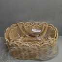 Scalloped Baskets with Handles,Hand-woven Rattan Basket,Wicker Basket with Scalloped Edge,Scalloped Storage Baskets for Home Organizing and Decor(Set of 2-Natural)