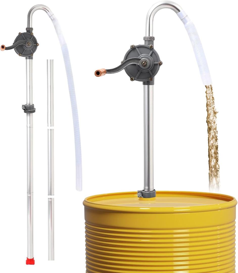 Aluminum Heavy Duty Barrel Hand Pump - Fits 5 to 55 Gallon Drum - With 35" Extension Tube, Corrosion Resistant, Used to Transfer Heating Oil, Diesel, Hydraulic, Engine Oil