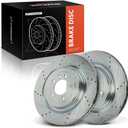A-Premium 14.37 Inch (365mm) Rear Drilled and Slotted Disc Brake Rotors