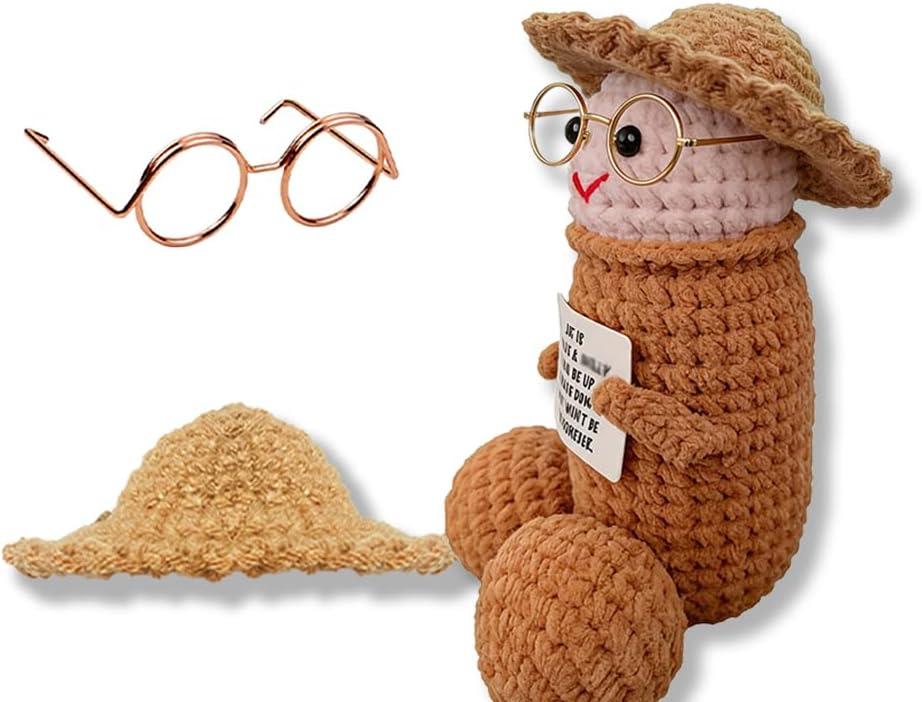 3 x AicooFest Funny Emotional Support Crocheted Stuffed Plush Toy Gift with Positive Message, Cute Birthday Memorial Day Gift.