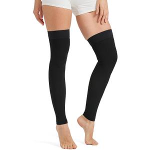 NURCOM 20-30 mmHg Compression Stockings for Women & Men, Thigh High Footless Medical Compression Sleeves with Dot Silicone Band, Graduated Support Hose for Varicose Veins, Edema, DVT, Post Surgery, Large 