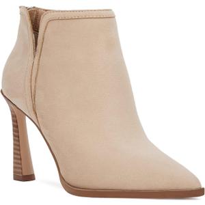 Juliet Holy Womens High Heel Booties Pointed Toe V Cut Back Zipper Short Dress Ankle Boots (9, Light Sand)