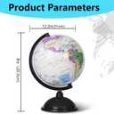 KISEER 8 Inch World Globe with Stand Rotating Earth Spinning Globe for Kids Geography Classroom Education or Decorations (White)