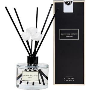 CULTURE & NATURE Reed Diffuser Set 6.7oz (200ml) Vanilla Scented Diffuser with Sticks Home Fragrance Reed Diffuser for Bathroom Shelf Decor