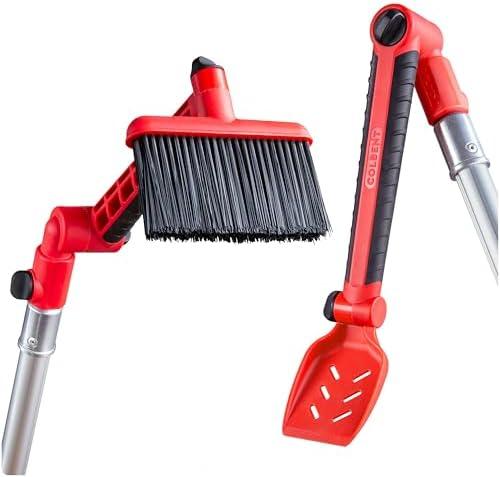 Multi-Angle Gutter Cleaning Tools from the Ground - Gutter Cleaner tool attachment with Gutter Scoop & Roof Brush for easy rain gutter cleaning and leaf removal from Gutter Guard (Pole Not Included)