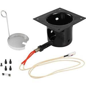 Heavy Black Enamel Fire Pot and Hot Rod Ignitor Kit Replacement Parts for Traeger and Pit boss and Camp Chef Pellet Grill (Enamel Fire Pot and Hot Rod)