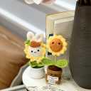 Easter Gift Emotional Support Crochet Sunflower, Bunny and Smiling Sunflower, Handmade Knitted Flowers Doll, Positive Sunflowers Decor with Positive Card, Easter Basket Gifts Stuffer