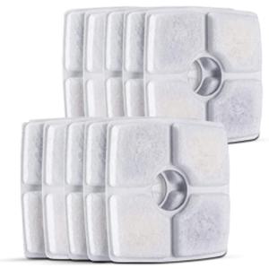 Cat Water Fountain Filters,10 Pack Replacement Filter Fit for Top Square 84oz/2.5L Cat Pet Fountain, 3 Filtration System