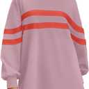 Panadila Womens Oversized Crewneck Sweatshirt Striped Pullover Long Sleeve Tunic Tops to Wear with Leggings (Pink, M)