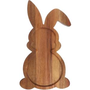 Rabbit Shape Charcuterie Board for Easter,Farmhouse Bunny Cutting Board,Rabbit-Shaped Wooden Charcuterie Serving Platters for Easter or Spring Rustic Decorative,Wood Serving Wood Trays for Food (13.6"L x 7.9"W)