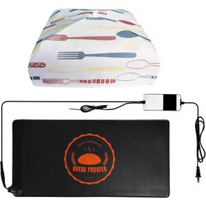 Bread Proofing Mat, Sourdough Warming Heating Mat, Sourdough Starter Warmer with Thermostat Temperature Control & Warm Cover, Bread Dough Proofer Heating Pad for Home Kitchen(10.6" x 21.6")