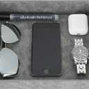 CASIRENA Faux Leather Valet Tray Organizer for Men - Catch-All Tray for Entryway Table Key, Wallet, Watch, Coin Change, Phone, Dresser EDC Dump Jewelry, Bedside Nightstand Desk-top (Rectangle, Gray)