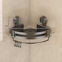 VOLPONE Corner Shower Caddy Suction Cup, 2 Pack Shower Shelves No Drilling, Showers Organizer Storage with Towel Bar & Removable Hooks, Bathroom Shower Shelf Rack for Inside Showers