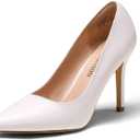 DREAM PAIRS Women's Closed Toe High Heels Dress Pointed Toe Wedding Pump Shoes (White, M)