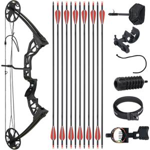 Ready to Hunt Compound Bow Package for Adults，20-70 Lbs Draw Weight, No Bow Press Needed,19”-30” Draw Length,Right Hand Archery Compound Bows Draw Weight Adjustable，Hunting Bow Kit for Beginner, 31"