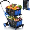 Collapsible Shopping Cart with Wheels, 200 lbs Capacity Grocery Cart