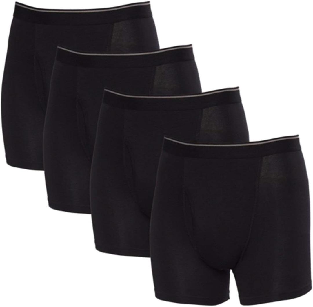 Kirkland Signature Men's Boxer Brief Pima Cotton 4 Pack (Black, Small)