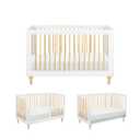 Babyletto Lolly 3-in-1 Convertible Crib with Toddler Bed Conversion Kit in White and Natural, Greenguard Gold Certified